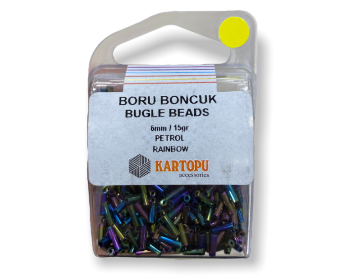 Boru Boncuk Bugle Beads 15GR - Petrol Raınbow